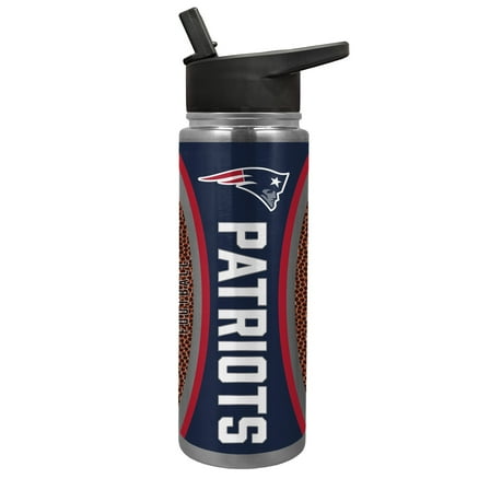 New England Patriots 24 Ounce Vacuum Insulated Stainless Steel Waterbottle with Gameball Graphics