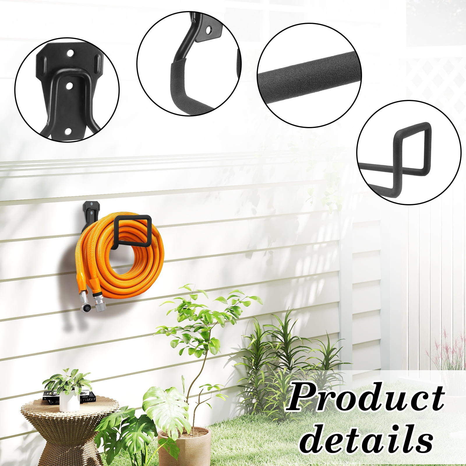 Qenwkxz 3pcs Garden Hose Holder Wall Mount, Heavy Duty Hose Hanger Wall Mounted Hose Holder for Outside Yard, Sturdy Hose Reel Hose Hooks for Water Hose, Extension Cords