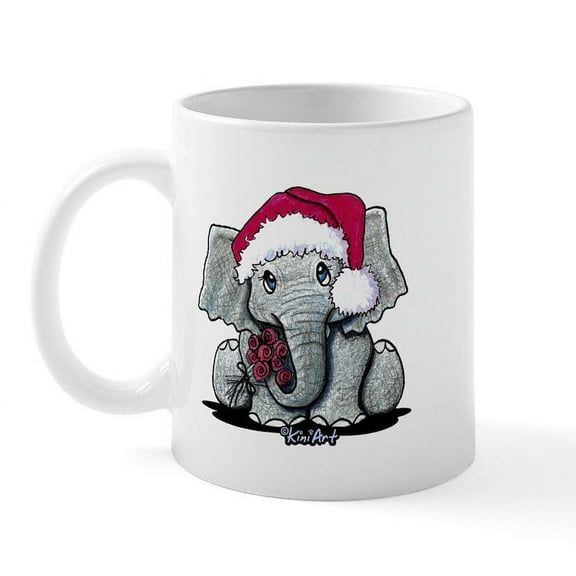 CafePress - Holiday Elephant Mug - 11 oz Ceramic Mug - Novelty Coffee Tea Cup