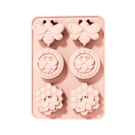 6-Cavity Bee & Honeycomb Silicone Cake Mold, Pink 3D Baking Mold for Cakes, Chocolates, Candles & Desserts, Ideal for Birthday & Baby Shower Parties