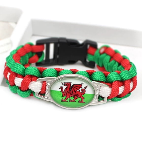 Uijokdef Country Flag Paracord Survival Bracelet, Color Woven Design, 8-10 Inches Length, Alloy Metal Buckle