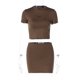 thumbnail image 4 of Conjunto De Minifalda Traje de falda de playa Vestido corto de dos piezas de moda para vacaciones de fiesta (Marrón S) Cgtredaw para Mujer Marrón T XS, 4 of 9