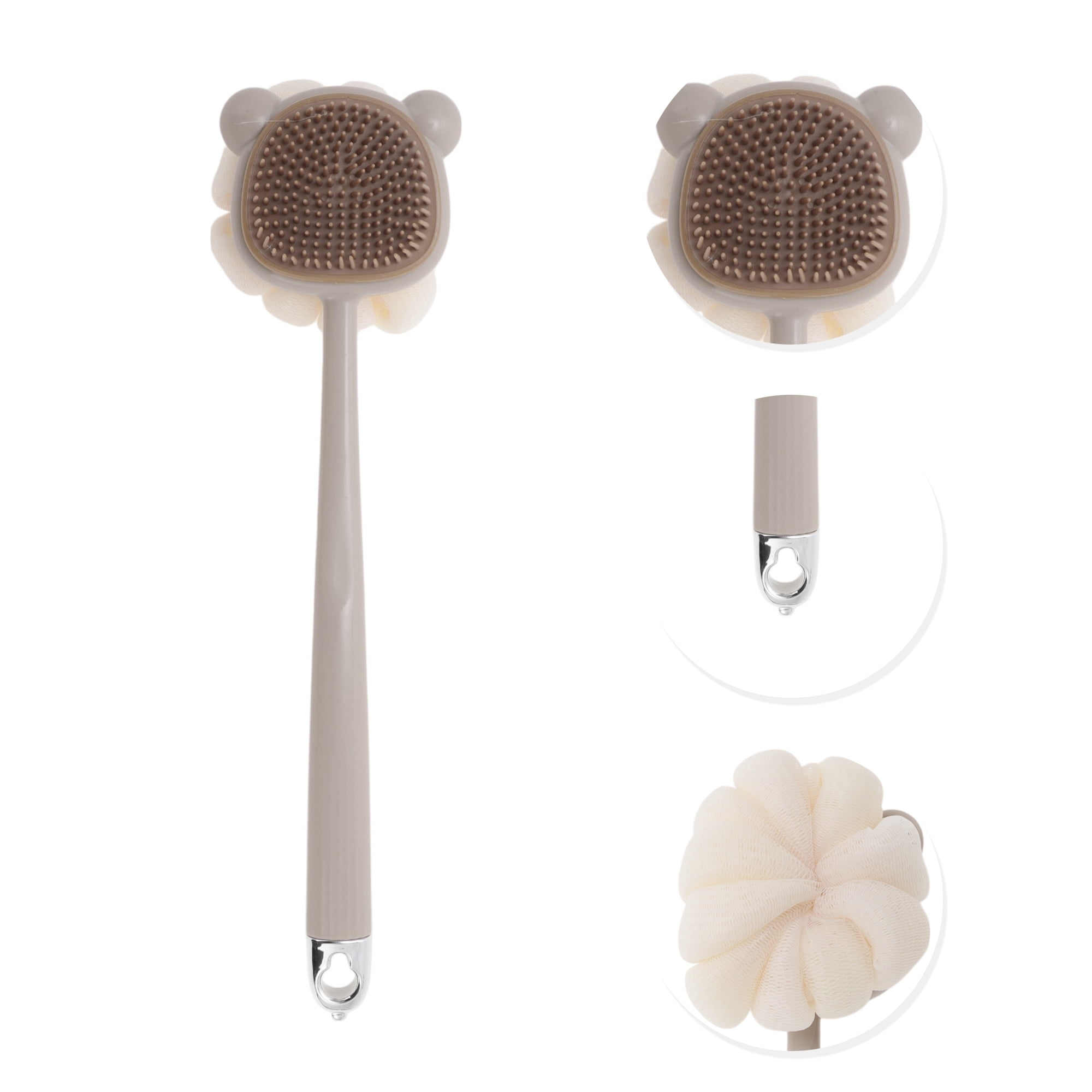 Unique Bargains Cartoon Long Handle Double-sided Bath Brush 1 Pc Gray