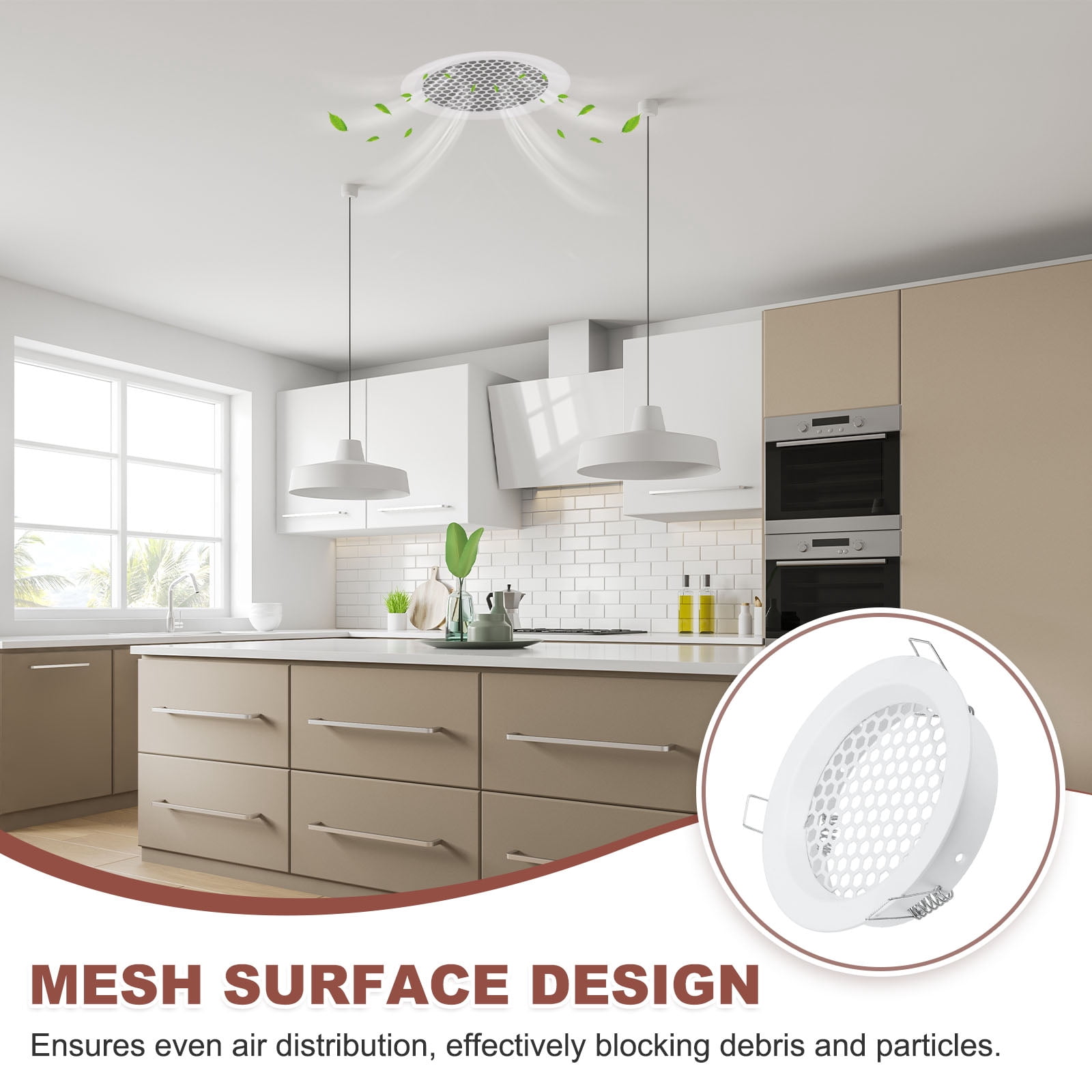 Uxcell 2 PCS Round Ceiling Vent Cover (110mm / 4" Duct Opening Size) - Aluminum Alloy Ceiling Air Grille Soffit Exhaust Vent Mesh Cover Plate for Bathroom Home Kitchen, White