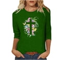 thumbnail image 1 of Blouse pour Femmes T-shirt Imprimé Manches 3/4 Blouse Col Rond Hauts Décontractés, 1 of 1