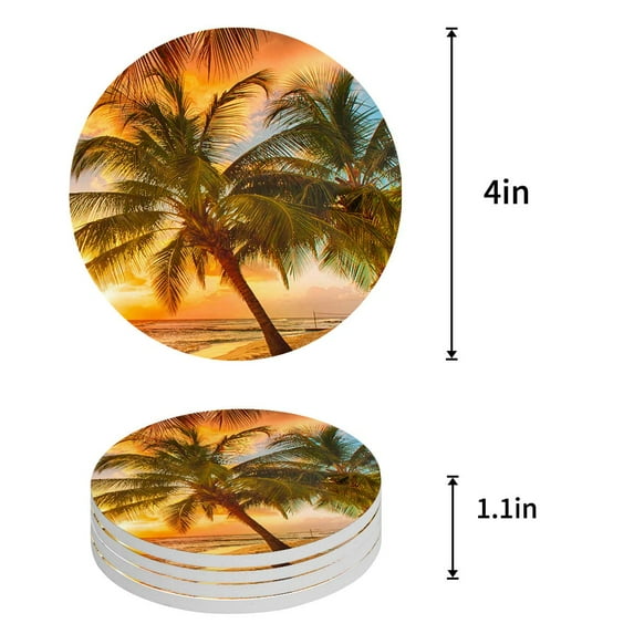 FMSHPON Merry Christmas Set of 4 Round Coaster for Drinks, Absorbent Ceramic Stone Coasters Cup Mat with Cork Base for Home Kitchen Room Coffee Table Bar Decor