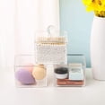 thumbnail image 2 of Caja de almacenamiento de algodón cosmético acrílico con tapa, apilable, caja de hisopos de algodón, cuadrada, transparente, caja de joyería de escritorio, 2 of 6