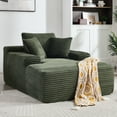 thumbnail image 2 of Homefun 67" Chaise Lounge Chair Armrest Indoor Corduroy Oversize Sleeper Sofa for Living Room Three Pillows No Assembly,Green, 2 of 8