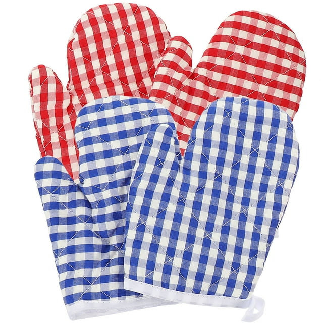 4 manoplas resistentes al calor para horno, guantes decorativos para hornear y parrilla.