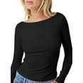 thumbnail image 4 of Bliwov Womens Basic Fall-Winter Long Sleeve Tops Going Out Crop Shirts Boat Neck Slim Fitted Outfits Y2k Trendy Tees 2024, 4 of 6