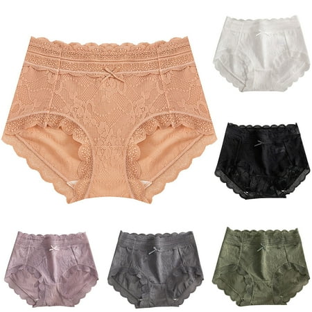 Elainilye Fashion Women Underwear Breathable Comfortable Soft and Sexy Lace Satin Underwear Briefs Panties Black