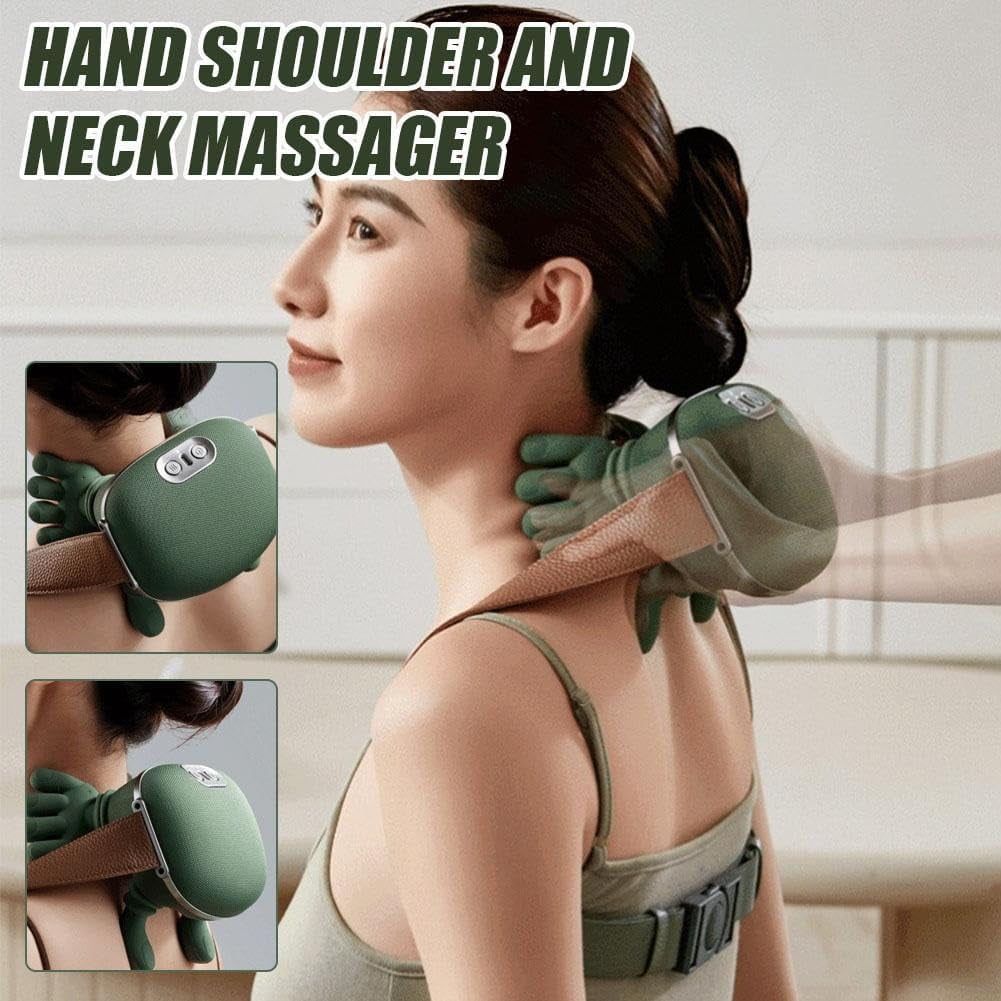 Bionic Hand Heating Massage Device, Portable Shiatsu Neck and Back Massager, Electric Deep Tissue 4D Kneading Massage, for Pain Relief and Muscle Relax