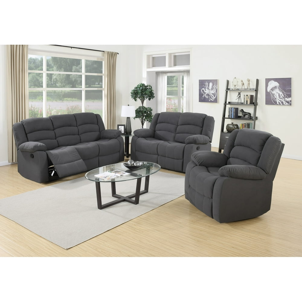 Us Pride Furniture Dallas Contemporary 3 Piece Fabric Reclining Sofa