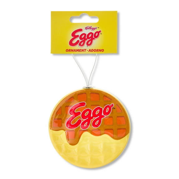 Kellogg's Eggo Decoupage Holiday Ornament, 4 inches Tall, Faux Food, Plastic, Yellow, Novelty Ornament, Collectible, by Ruz