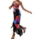 thumbnail image 1 of TRKIYQC Vestido sin mangas con estampado de flores para mujer Vestido sin tirantes con borlas decorativas de una sola pieza, vestido ajustado para fiesta de cóctel TRKIYQC moderno, 1 of 9