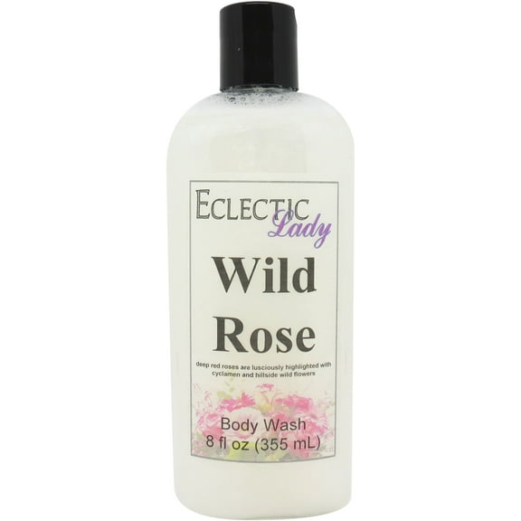 Wild Rose Body Wash by Eclectic Lady, Liquid Shower Gel for Women and Men, 8 Ounces