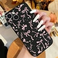 thumbnail image 2 of Compatible with iPhone 15 Plus Case Cute Bownot Women Girls Pink Ribbon Bow Pattern Aesthetic Design Shockproof Soft Slim TPU Fashion Protective Phone Cover-Black, 2 of 7