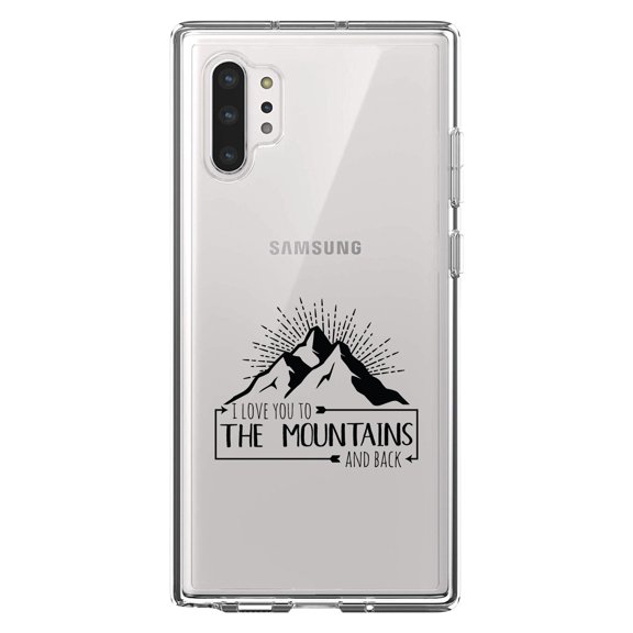 DistinctInk Clear Shockproof Hybrid Case for Galaxy Note 10 PLUS (6.8" Screen) - TPU Bumper Acrylic Back Tempered Glass Screen Protector - I Love You to the Mountains and Back