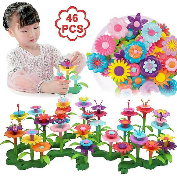 Byserten Gifts for 3-6 Year Old Girls Flower Garden Building Set 46 PCS Arts and Crafts for Girls Colors Birthday Gifts Christmas