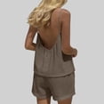 thumbnail image 4 of hoksml Women's Backless Sleeveless Cami 2 Piece Short Sets, Summer Beach Outfits, Elastic Waist Casual Shorts, 4 of 7