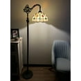 thumbnail image 3 of Enjoy Décor Lamps 63-Inch 1-Light Tiffany Peacock Tail Bronze Floor Lamp with Stained Glass Bowl, 3 of 5