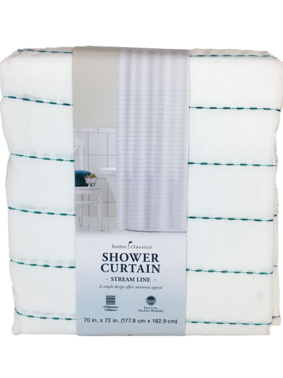 Home Classics Teal Blue Embroidered, Home Classics Ruffle Ombre Fabric Shower Curtain