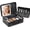 Black, variant on 15"x11" Makeup Case with Lighted Mirror & Brush Holder - Travel Organizer, Customizable Storage, Rechargeable LED for Women (black)