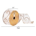 thumbnail image 2 of 2.5"x10Yd Ivory with Gold Glitter Ribbon, 2 of 2