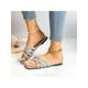 thumbnail image 2 of Women'S Square Toe Flat Shoes With Strap, Retro Glitter Sandals, Easy Slip-On Silver Flat Shoes, 2 of 5