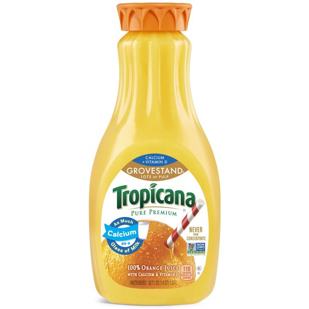 Tropicana ots of Pulp Grovestand 100 Orange Juice, 52 Fl. Oz