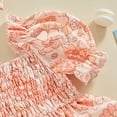 thumbnail image 5 of Okbabeha Infant Baby Girls Floral Smocked Romper Dress Puff Sleeve Bodysuit Outfit Summer Clothes with Headband, 5 of 8