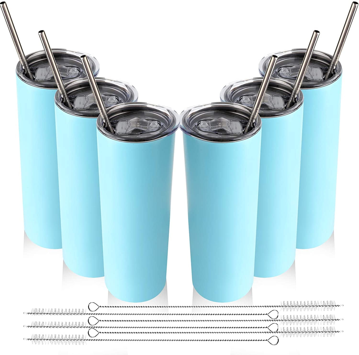 20 Oz Stainless Steel Skinny Tumbler Double Wall Vacuum Insulated Classic Water Tumbler Cup with Lid Travel Mug Unbreakable Wate Bottle