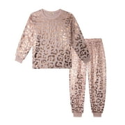 Jessica Simpson Girls Pajama Sets Cheetah Plush Fleece Girl PJs