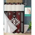 thumbnail image 2 of No Hook Shower Curtain with Snap in Liner, Boho Moroccan Red and Black Gradient Striped Geometric Hotel Shower Curtains for Bathroom, Washable Shower Curtain Liner Set with Mesh Top Window, 72”x78”, 2 of 6