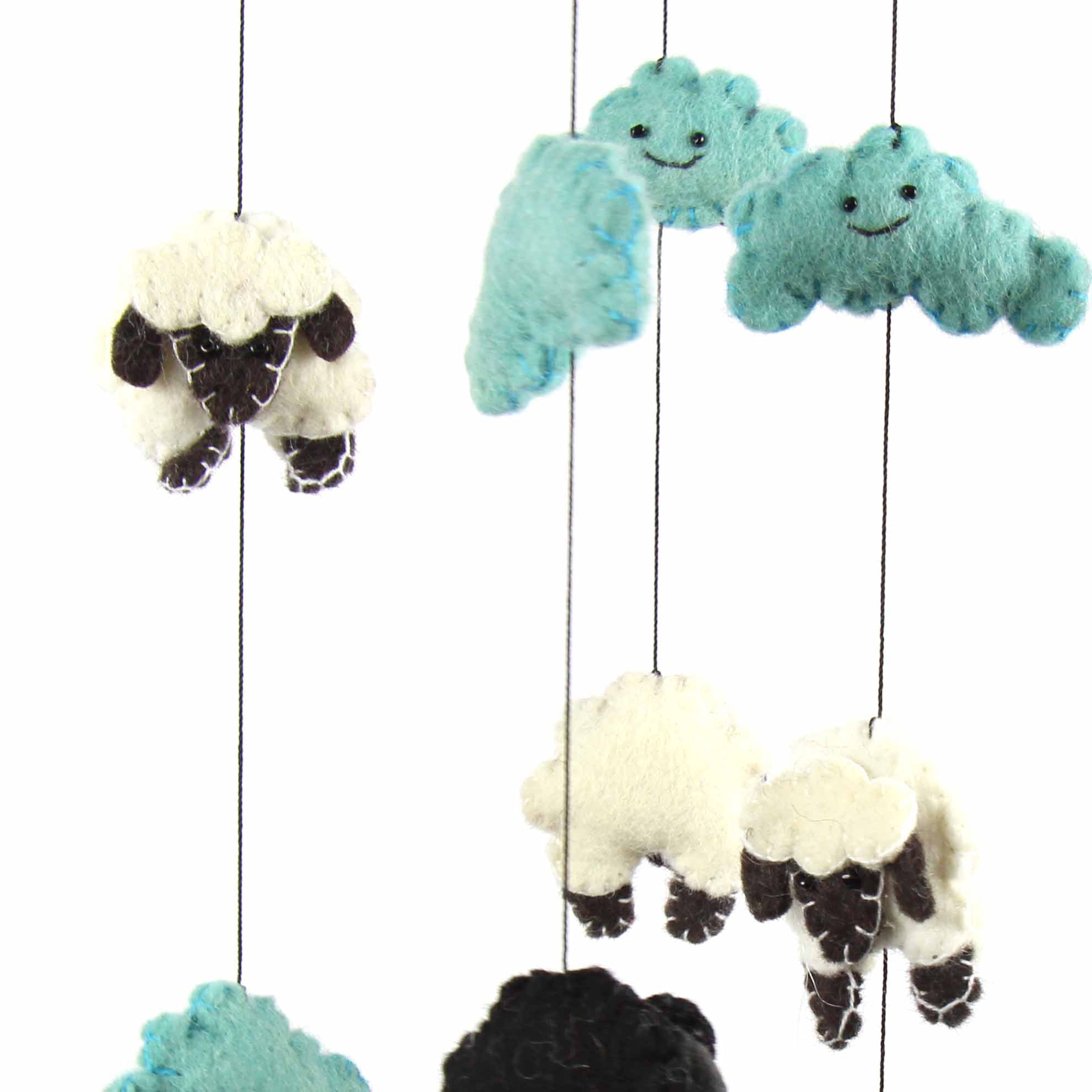 Blue Felt Counting Sheep Mobile Global Groove