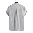 thumbnail image 3 of INCERUN S-5XL Mens Shirts Short Sleeve Cotton Linen Button Up Shirts Vintage Tops, 3 of 7