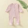 thumbnail image 2 of Bainana Newborn Baby Boys Romper Solid Color Long Sleeve Crew Neck Bodysuit Soft Cute Fall Winter Kids Jumpsuit Light Pink Size, 2 of 8