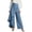 Blue Pants, variant on Womens High Elastic Straight Leg Pants Asymmetrical Ruffle Hem Button Down Flowy Palazzo Pant Summer Cotton Linen Trousers Black S