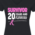 thumbnail image 4 of Inktastic Breast Cancer Survivor 20 Years and Running with Pink Ribbon Women's V-Neck T-Shirt, 4 of 5