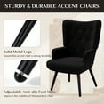 thumbnail image 3 of Pirecart Set of 2 High Backrest Living Room Chairs, Comfy Upholstered Accent Chairs with Metal Legs, Wingback Chair Mid Century Modern for Living Room, Vanity, Bedroom, Teddy Fabric, Black, 3 of 9
