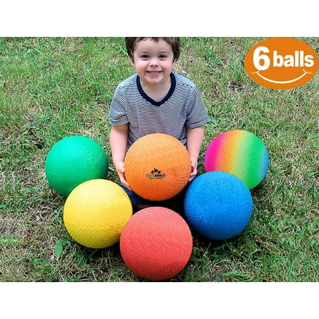 ToysOpoly Playground Balls 8.5 inch (Set of 6) Kickball for Kids and Adults - Official Size for Handball, Camps, Picnic, Church & School + Free Pump & Mesh