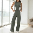 thumbnail image 5 of Maqroz 2 Piece Tracksuit for Women Sleeveless Mock Neck Crop Tops and High Waisted Straight Leg Pants with Side Stripes Athletic Workout Outfits for Running Yoga, 5 of 5