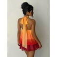 thumbnail image 2 of Purple Ombre Halter Neck Tiered Chiffon Backless Mini Dress For Women, 2 of 7
