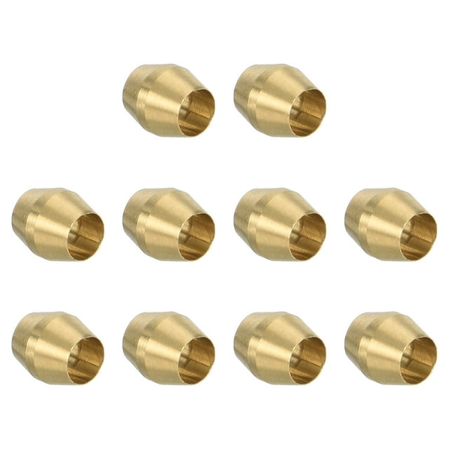 Unique Bargains 1/8' ID Compression Sleeve Ferrules, 10Pcs Brass Sleeve Ferrules Compression Fitting Assortment Kit
