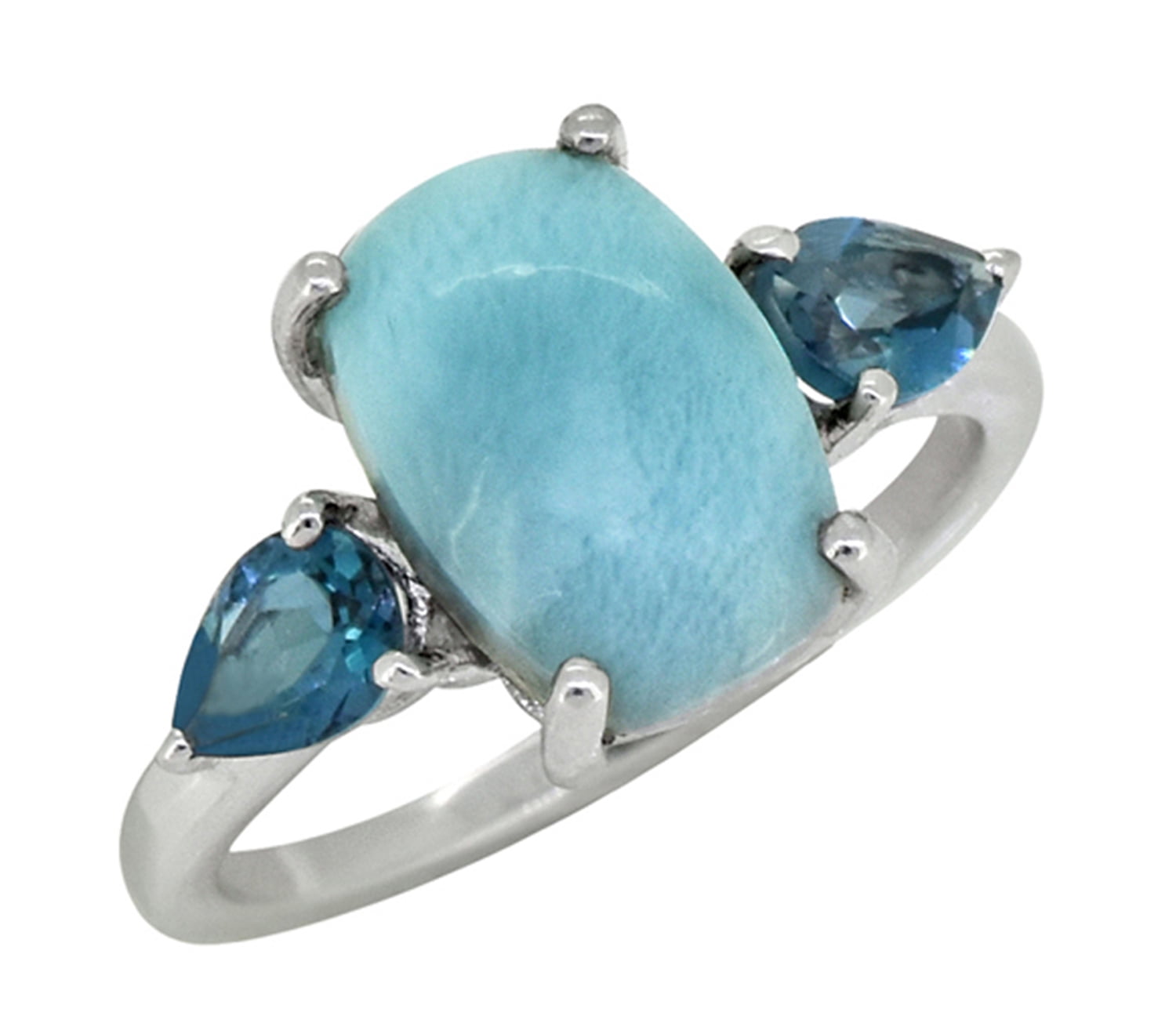 Yo Treasure Women 925 Silver Larimar London Blue Topaz Engagement Ring