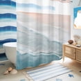 thumbnail image 5 of No Hook Shower Curtain, Beach Coastal Shower Curtains for Bathroom with See Through Top Window, Blue Nautical Summer Ocean Seaside Waterproof & Washable Bath Curtain 66"x72", 5 of 9