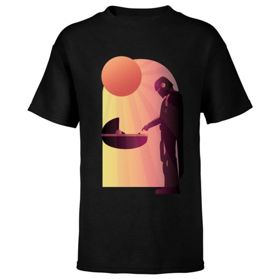 Star Wars The Mandalorian The Child Discovery Silhouette - Short Sleeve T-Shirt for Kids - Customized-Black