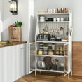 thumbnail image 3 of Patiojoy 5-Tier Metal Baker's Rack Kitchen Pantry Cabinet w/ See-through Flip-up Door Pegboard Adjustable Shelf White, 3 of 8
