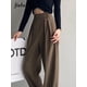 thumbnail image 2 of Jielur, pantalones de traje clásicos de pierna ancha marrón para mujer, pantalones Vintage elegantes de oficina Palazzo, pantalones negros informales, pantalones de cintura alta para mujer Tan Jianjun unisex, 2 of 2
