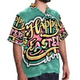 thumbnail image 2 of Easter Font Men's Short Sleeve Button Down Spread Collar Beach Shirts, 2 of 6